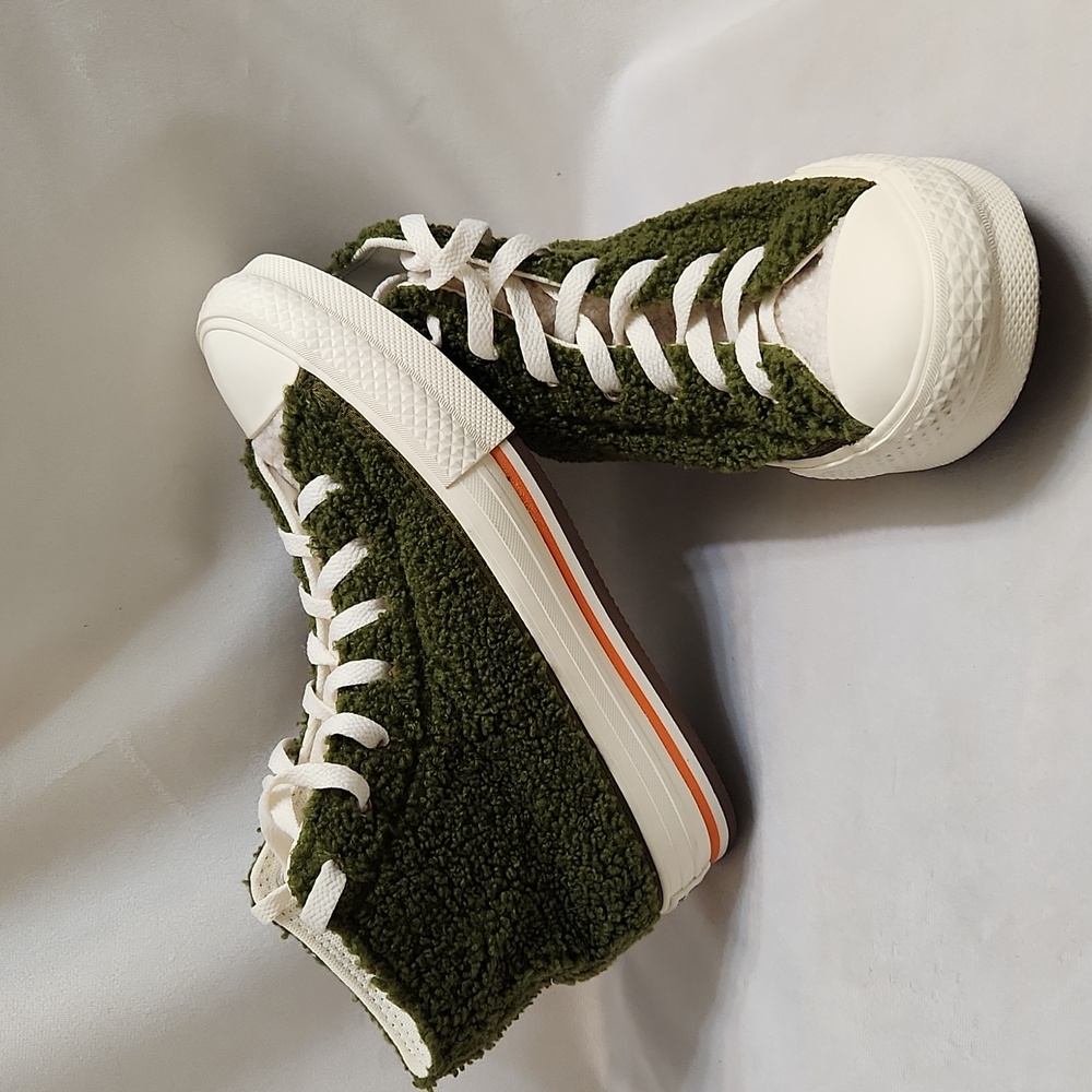 Converse CTAS Sherpa EVA Platform High GS Green White Sneakers (Junior Size 5.5)